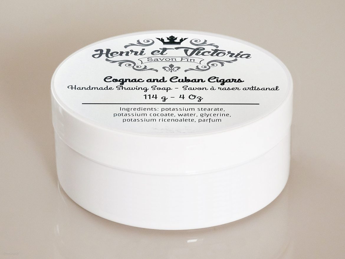 Opakowanie mydła do golenia Henri et Victoria Cognac and Cuban Cigars Shaving Soap