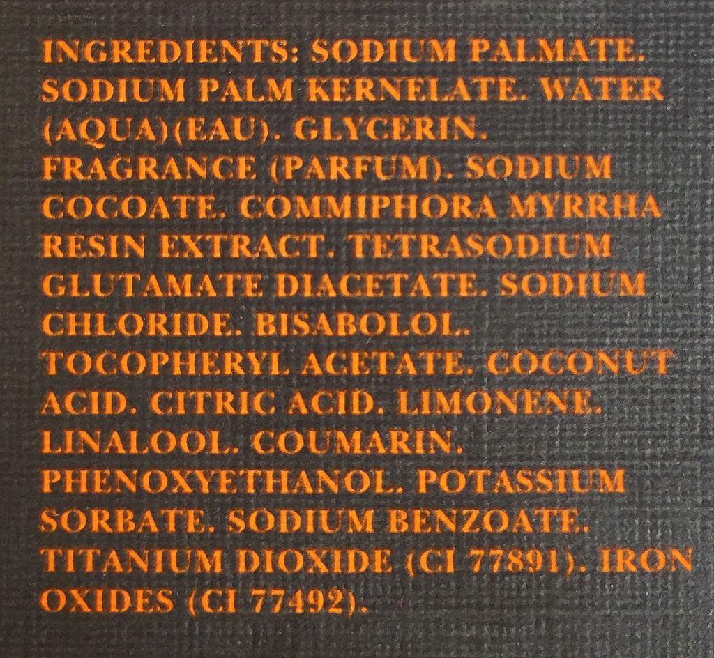 Lista składników mydła do golenia Crabtree&Evelyn Moroccan Myrrh
