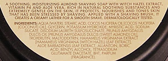 Skład kremu do golenia Acca Kappa 1869 Almond Shaving Cream