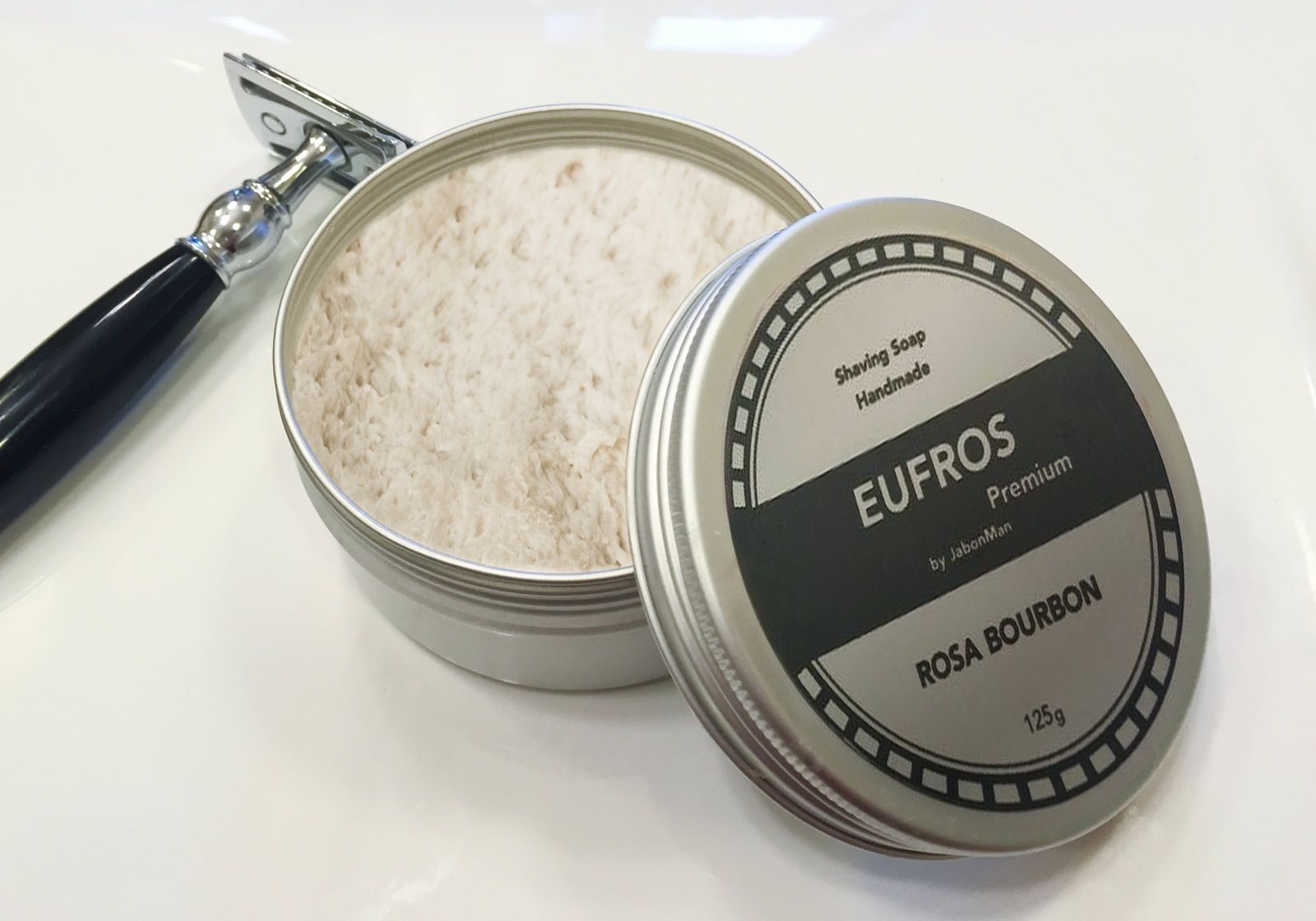 Opakowanie mydła do golenia Eufros Premium Rosa Bourbon Shaving Soap