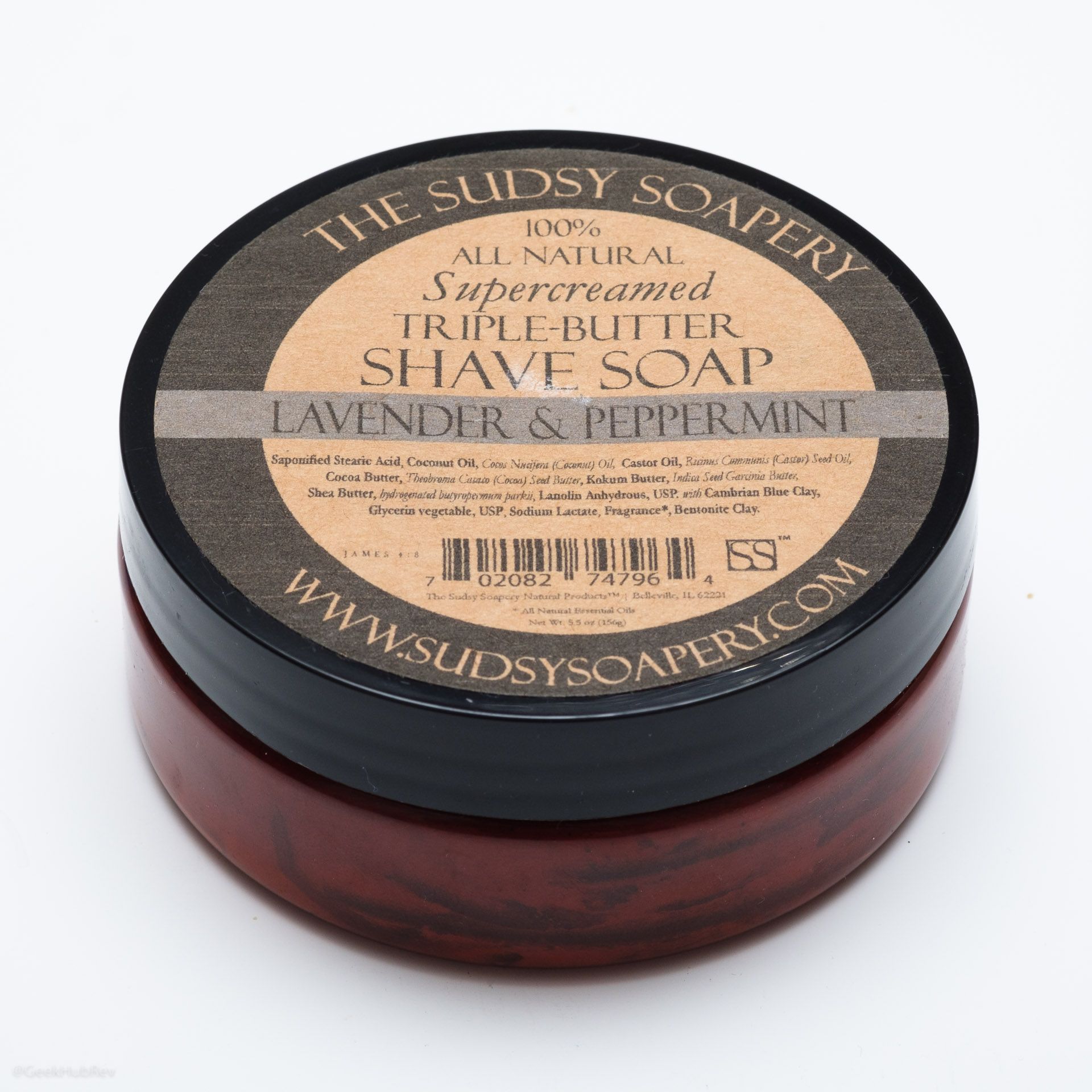 Opakowanie mydła do golenia Sudsy Soapery Lavender Peppermint Shave Soap