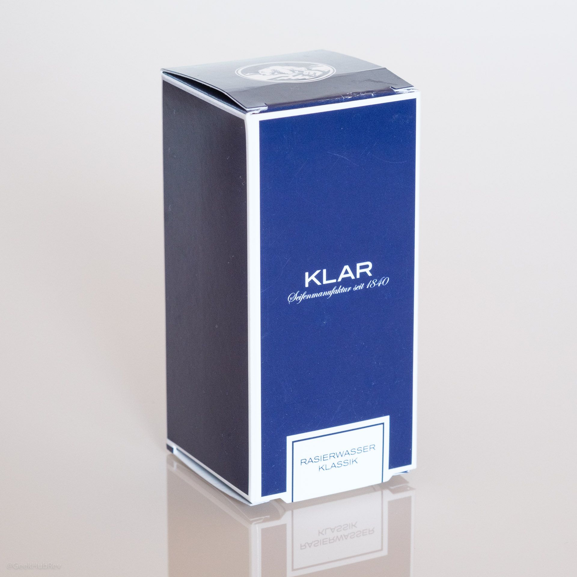 Kartonowe pudełko wody po goleniu Klar Rasierwasser Klassik